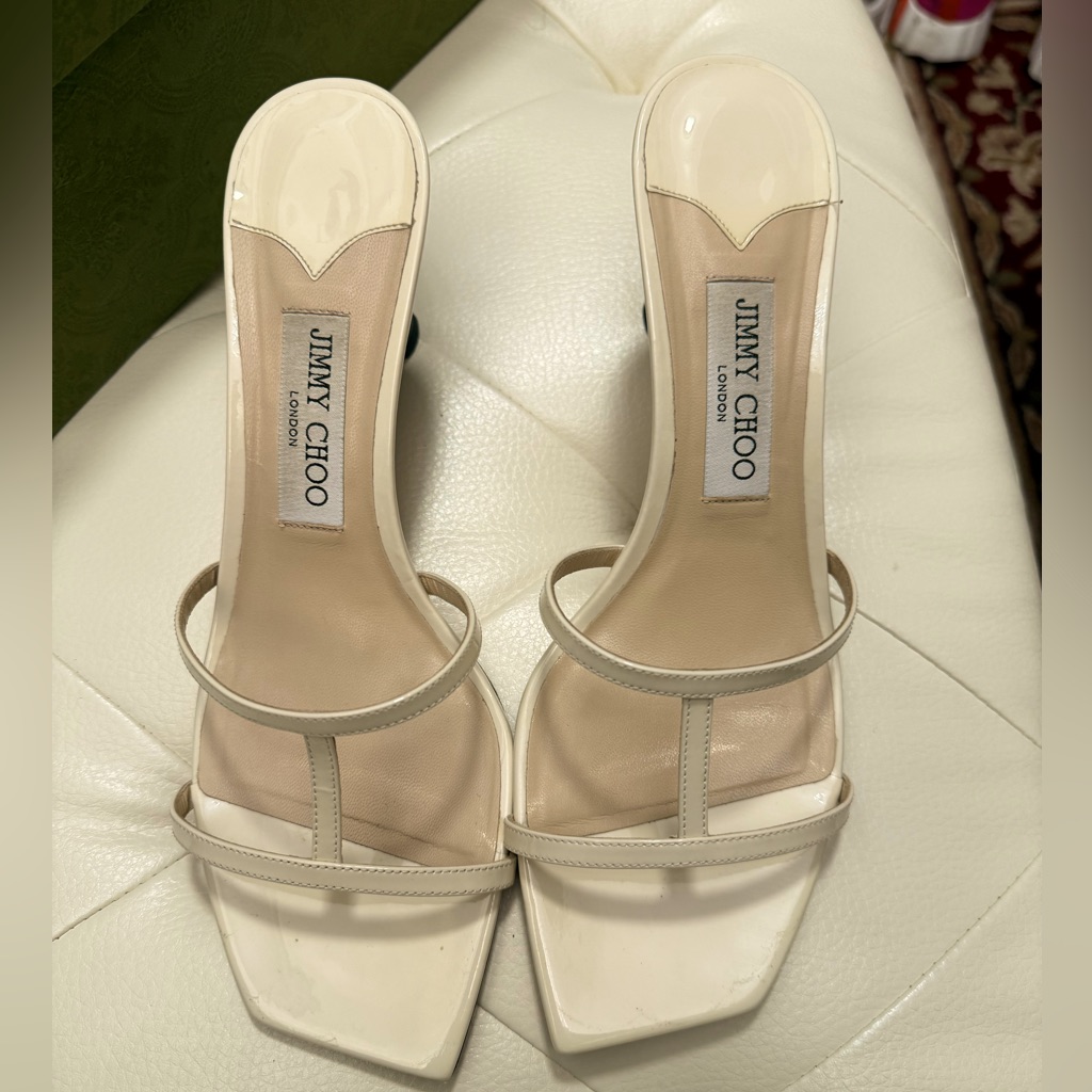 Size40/Us9 50mm Jimmy Choo Sandals/Slipons- Creamy White/Ivory- Like New